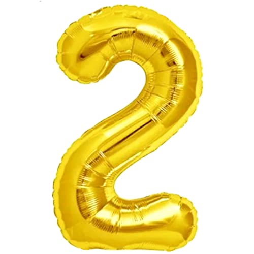 Luftballon 2. Geburtstag Zahl 2 Goldene XXL Riesen Folienballon 100cm Geburtstagsdeko Ballon Zahl Deko zum Geburtstag. Fliegt mit Helium. von Jonami