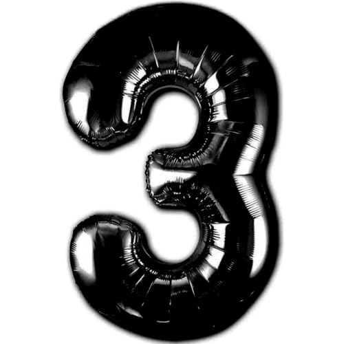 Luftballon 3. Geburtstag Zahl 3 Schwarz XXL Riesen Folienballon 100cm Geburtstagsdeko Ballon Zahl Deko zum Geburtstag. Fliegt mit Helium. Luftballon 3. Geburtstag Zahl 3 Schwarz XXL Riesen Folienballon 100cm Geburtstagsdeko Ballon Zahl Deko zum Geburtstag. Fliegt mit Helium. von Jonami