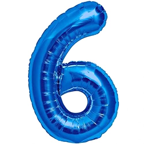 Luftballon 6. Geburtstag Zahl 6 Blau XXL Riesen Folienballon 100cm Geburtstagsdeko Jungen Ballon Zahl Deko zum Geburtstag. Fliegt mit Helium. von Jonami