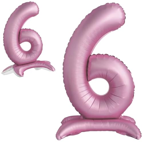 Luftballon 6. Geburtstag Zahl 6 Rosa Stehende XXL Riesen Folienballon 82cm Geburtstagsdeko Mädchen Ballon Zahl Deko zum Geburtstag. von Jonami