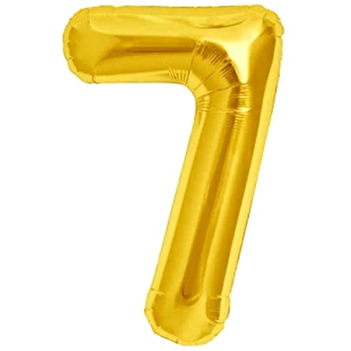 Luftballon 7. Geburtstag Zahl 7 Goldene XXL Riesen Folienballon 100cm Geburtstagsdeko Ballon Zahl Deko zum Geburtstag. Fliegt mit Helium. von Jonami