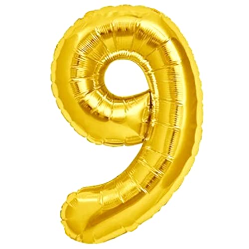 Luftballon 9. Geburtstag Zahl 9 Goldene XXL Riesen Folienballon 100cm Geburtstagsdeko Ballon Zahl Deko zum Geburtstag. Fliegt mit Helium. von Jonami