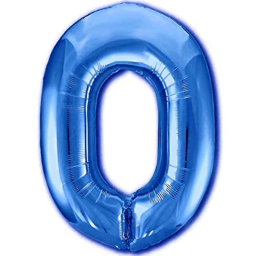 Luftballon Geburtstag Zahl 0 Blau XXL Riesen Folienballon 100cm Geburtstagsdeko Jungen Ballon Zahl Deko zum Geburtstag. Fliegt mit Helium. von Jonami