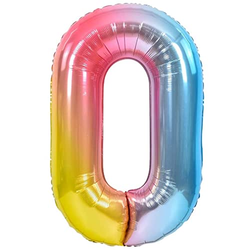 Luftballon Geburtstag Zahl 0 Mehrfarbig Pastell XXL Riesen Folienballon 100cm Geburtstagsdeko Ballon Zahl Deko zum Geburtstag. Fliegt mit Helium. von Jonami