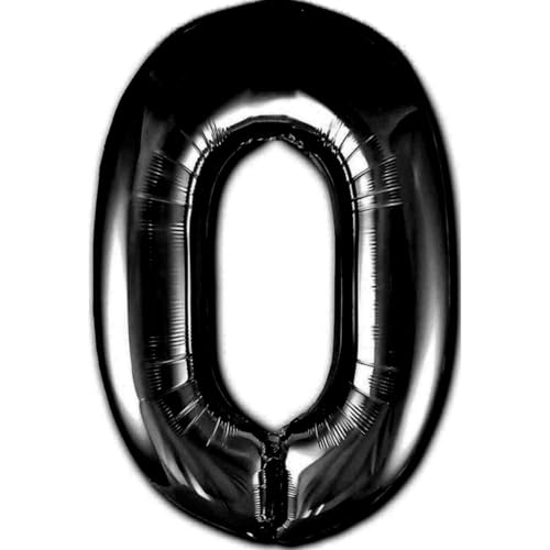 Luftballon Geburtstag Zahl 0 Schwarz XXL Riesen Folienballon 100cm Geburtstagsdeko Ballon Zahl Deko zum Geburtstag. Fliegt mit Helium. von Jonami