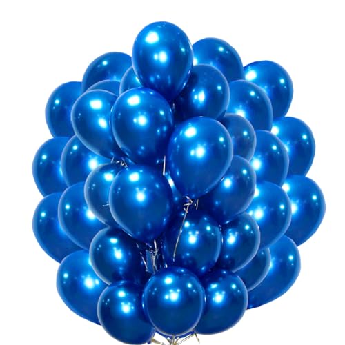 Luftballons Metallic Blau Helium, Ballon Chrome Blaue Partyballon Deko Glänzende Latexballons Dekoration fur Geburtstags – 50 Stück von Jonami
