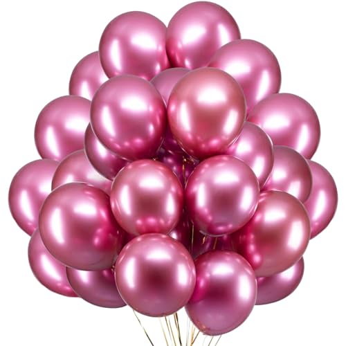 Luftballons Metallic Rosa Helium, Ballon Chrome Pink Partyballon Deko Glänzende Latexballons Dekoration fur Geburtstags – 50 Stück von Jonami