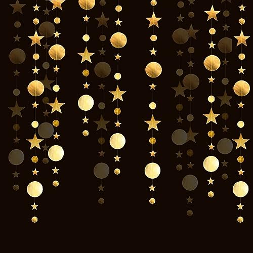 Stern Papier Girlande Gold Deko mit Runde Kreis Punkte Papiergirlande, Goldenem Reflective Hängend Sterngirlande, Dekorationen für Geburtstag, Geburtstagsdeko Dekoration -16 Meter- Stern Papier Girlande Gold Deko mit Runde Kreis Punkte Papiergirlande, Goldenem Reflective Hängend Sterngirlande, Dekorationen für Geburtstag, Geburtstagsdeko Dekoration -16 Meter- von Jonami