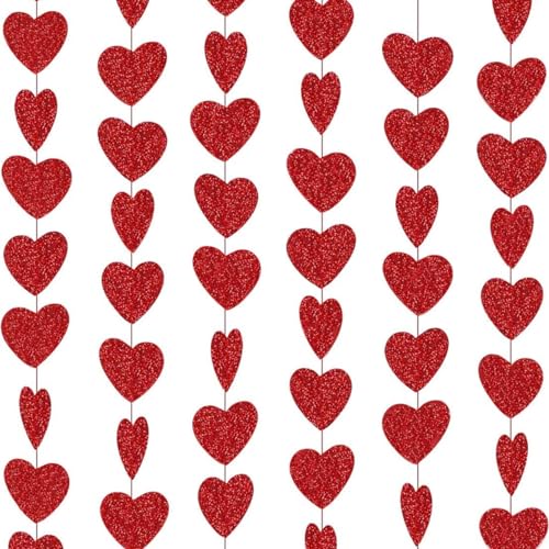 Valentinstag Deko Herz Girlande Dekoration Rot Herzen Girlanden Glitzer Herzgirlande Hängedeko für Valentinstag Heiratsantrag Antrag Romantisch – 6STK – Valentinstag Deko Herz Girlande Dekoration Rot Herzen Girlanden Glitzer Herzgirlande Hängedeko für Valentinstag Heiratsantrag Antrag Romantisch – 6STK – von Jonami