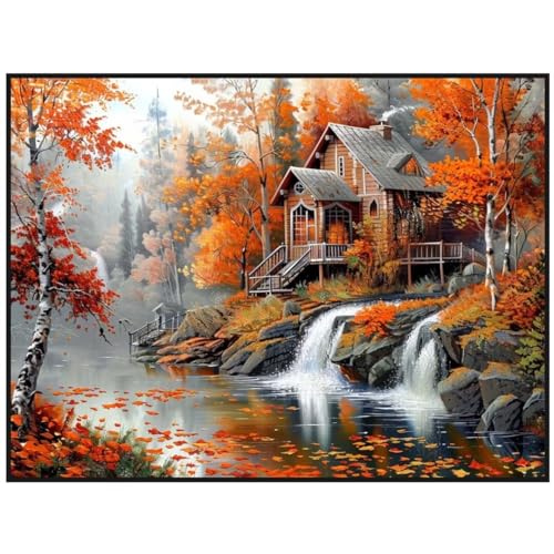 Jonceen Diamond Painting Herbstlandschaft 5D Diamant Painting Erwachsene, DIY Malen Nach Zahlen Diamant Malerei Stickerei Set für Wand Dekor 50x75 cm S/823 von Jonceen