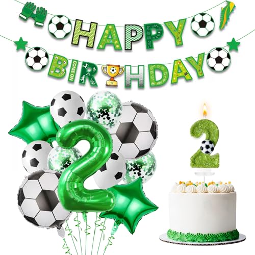 JonesLi Fußballkerzen-Set, Fußball-Geburtstagsdekorationen, All-in-One-Party-Set mit Zahlenkerze, für Geburtstagsfeiern, Partys, Jubiläen, 13 Stück (Fußball-Thema, 2) von JonesLi