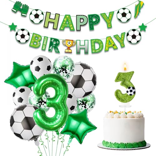 JonesLi Fußballkerzen-Set, Fußball-Geburtstagsdekorationen, All-in-One-Party-Set mit Zahlenkerze, für Geburtstagsfeiern, Partys, Jubiläen, 13 Stück (Fußball-Thema, 3) von JonesLi