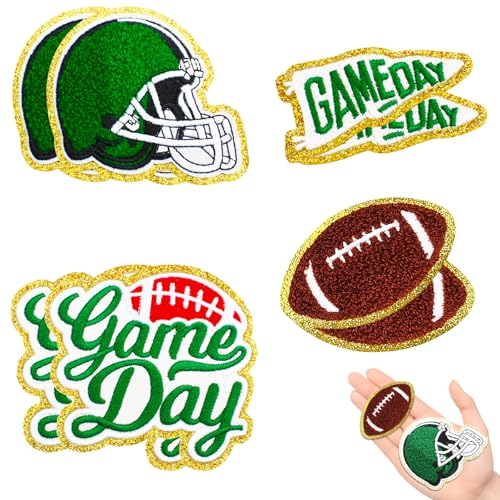 Jongdari 8 x Fußball-Helm-Flicken aus Chenille, Sport, zum Aufbügeln, für Hüte, Rucksäcke, Kleidung, Gameday Rugby, für Hitzepresse mit goldenen Kanten, Grün, 8 Stück Jongdari 8 x Fußball-Helm-Flicken aus Chenille, Sport, zum Aufbügeln, für Hüte, Rucksäcke, Kleidung, Gameday Rugby, für Hitzepresse mit goldenen Kanten, Grün, 8 Stück von Jongdari