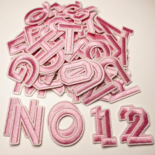 Jongdari Aufnäher zum Aufbügeln, Buchstaben und Zahlen, für Kleidung, 3,8 cm, Stickerei, Alphabet, Letterman, Jacke, Aufnäher A-Z & 0–9, Applikation für Rucksack und Stoff, Rosa, 75 Stück Jongdari Aufnäher zum Aufbügeln, Buchstaben und Zahlen, für Kleidung, 3,8 cm, Stickerei, Alphabet, Letterman, Jacke, Aufnäher A-Z & 0–9, Applikation für Rucksack und Stoff, Rosa, 75 Stück von Jongdari