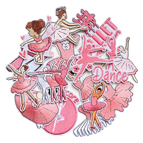 Jongdari Aufnäher zum Aufbügeln, Motiv: Ballerina-Tänzerin, niedliches Ballett, tanzendes junges Mädchen, bestickt, Kawaii, Reparaturflicken für Kleidung, Hut, Taschen, Jacken, 16 Stück von Jongdari