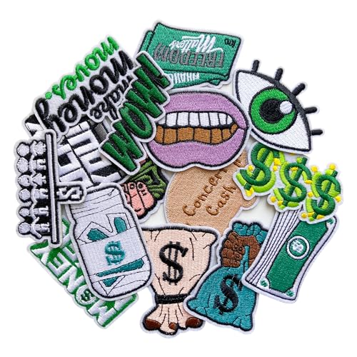 Jongdari Aufnäher zum Aufbügeln mit Geldmotiv, USD-Dollar-Schilder, Finanzmotive, bestickt, Trucker-Hut, zum Aufnähen auf Taschen, Kleidung, Jacken, 15 Stück Jongdari Aufnäher zum Aufbügeln mit Geldmotiv, USD-Dollar-Schilder, Finanzmotive, bestickt, Trucker-Hut, zum Aufnähen auf Taschen, Kleidung, Jacken, 15 Stück von Jongdari