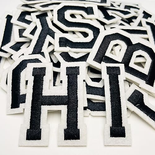 Jongdari Buchstaben zum Aufbügeln, 52 Stück, Alphabet-Aufnäher mit gebügeltem Klebstoff, zum Dekorieren von Reparaturflicken für Hemden, Jacken, Hüte, Jeans, Schuhe, Taschen (schwarz) von Jongdari