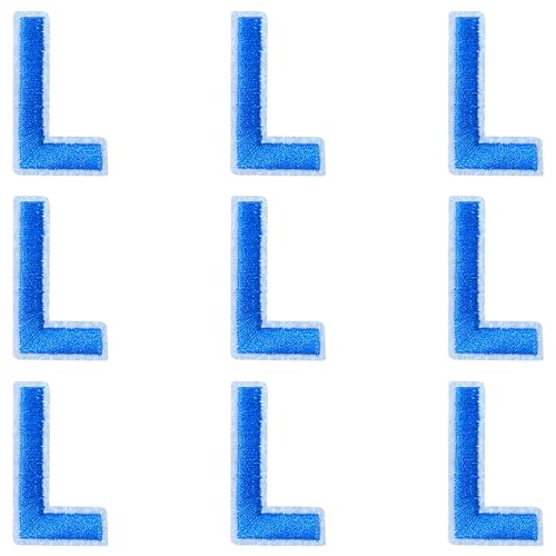 Jongdari Buchstaben zum Aufbügeln für Kleidung, 9 Stück, 3,8 cm, Stickerei, Alphabet, Buchstaben, Applikation für Hemden, Jacken, Hüte, Jeans, Schuhe (Blau, L) von Jongdari