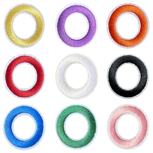 Jongdari Buchstaben zum Aufbügeln für Kleidung, 9 Stück, 3,8 cm, Stickerei, Alphabet, Buchstaben, Applikation für Hemden, Jacken, Hüte, Jeans, Schuhe (Mehrfarbig, O) von Jongdari