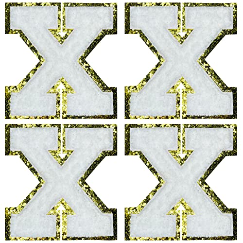 Jongdari Chenille-Buchstaben zum Aufbügeln für Kleidung, Glitzer, Varsity, Alphabet, Buchstaben, Aufnähen, Applikationen mit gebügeltem Klebstoff, 4 Stück, Weiß X Jongdari Chenille-Buchstaben zum Aufbügeln für Kleidung, Glitzer, Varsity, Alphabet, Buchstaben, Aufnähen, Applikationen mit gebügeltem Klebstoff, 4 Stück, Weiß X von Jongdari