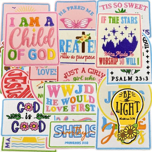 Jongdari Christliche Aufnäher zum Aufbügeln, 20 Stück, bestickt, Liebe wie Jesus, Götter, religiöse, positive Affirmationen, inspirierende Trucker-Hut-Aufnäher für Taschen, Kleidung, Jacken Jongdari Christliche Aufnäher zum Aufbügeln, 20 Stück, bestickt, Liebe wie Jesus, Götter, religiöse, positive Affirmationen, inspirierende Trucker-Hut-Aufnäher für Taschen, Kleidung, Jacken von Jongdari