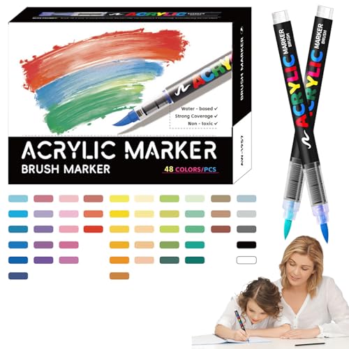 Jongyumo Acryl Paint Marker - Weiche Pinselspitze Marker Zum Ausmalen Und Kreativprojekte | Vielseitiges Kunstzubehör Set Für Bastelprojekte Auf Keramik Holz Stein Stoff Leinwand Jongyumo Acryl Paint Marker - Weiche Pinselspitze Marker Zum Ausmalen Und Kreativprojekte | Vielseitiges Kunstzubehör Set Für Bastelprojekte Auf Keramik Holz Stein Stoff Leinwand von Jongyumo
