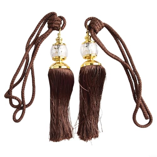 Elegante Seil-Raffhalter mit dekorativen Quasten und Perlen-Design, perfekt für Heimdekoration (roter Kaffee) von Jonikuper