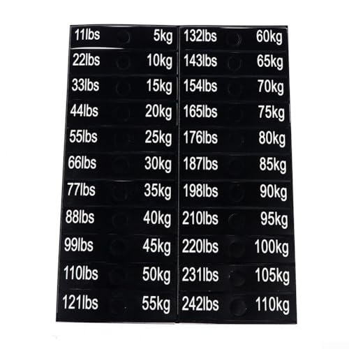 Jonikuper Gewichtsaufkleber für Fitnessgeräte, Polypropylen, verschleißfestes Material, kompakte Größe, 5 kg bis 109,8 kg, praktisches Design, für effektive Organisation von Jonikuper