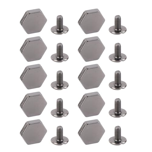 Lederbefestigungsmittel, Hex -Nieten Nicht Rostig Hohe Stärke 50 Stcs Set -Schlitzschraube für Taschen (Hell Gold) (SILVER) (BLACK) von Jonlaki