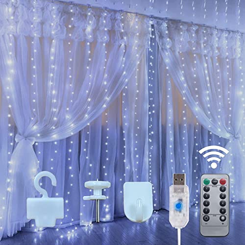 Jonurphy Lichtervorhang,Upgrade 3x3M 300 LEDs USB Lichterkette Vorhang 8 Modi mit 10 Haken Fernbedienung und Timer,Lichterkette Gardine für Weihnachten Wand Zimmer Schlafzimmer Innen Außen Deko Jonurphy Lichtervorhang,Upgrade 3x3M 300 LEDs USB Lichterkette Vorhang 8 Modi mit 10 Haken Fernbedienung und Timer,Lichterkette Gardine für Weihnachten Wand Zimmer Schlafzimmer Innen Außen Deko von Jonurphy