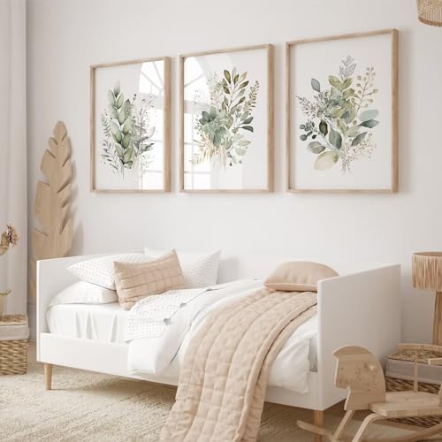 Joocrise Aquarell Botanische Wandkunst, 3er-Set, Boho-Blumenmuster, Leinwand, Wanddekoration, Drucke, Salbeigrün, Wildblume, Wandkunst, moderne Blumenbilder, botanische Malerei für Schlafzimmer, Joocrise Aquarell Botanische Wandkunst, 3er-Set, Boho-Blumenmuster, Leinwand, Wanddekoration, Drucke, Salbeigrün, Wildblume, Wandkunst, moderne Blumenbilder, botanische Malerei für Schlafzimmer, von Joocrise
