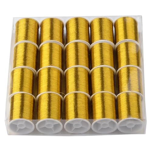 Jooehyer 20 Rollen 1100 M 0,1 mm Dünner Metallicfaden, Schimmernder Weihnachtsglitzer-Stickgarn, Polyester-Lametta-Kordel, A von Jooehyer