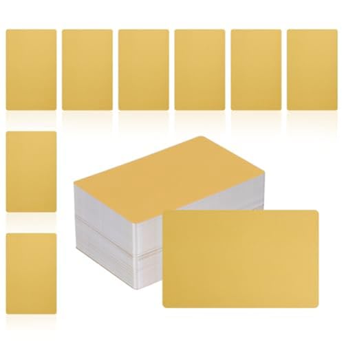 Jooehyer 200 Stück Visitenkartenrohlinge Aus Metall, 1/64, 3,4 X 2, Aluminium, Lasergravurmaterial, Einzigartige Karten, Gold von Jooehyer