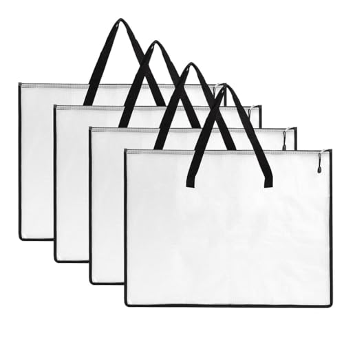 Jooehyer 4pcs 19x25 Kunstmappe Set Portfolio Ordner für Kunstwerke, Poster Aufbewahrungstasche mit Reißverschluss und Griffnetz von Jooehyer