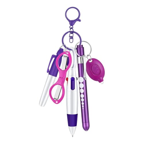 Jooehyer 6-In-1 Multifunktions-Kugelschreiber-Set mit Druckfunktion, Taschenlampe, Faltbare Schere, Kugelschreiber, Schlüsselanhänger, Krankenschwester-Stifte, Lila Jooehyer 6-In-1 Multifunktions-Kugelschreiber-Set mit Druckfunktion, Taschenlampe, Faltbare Schere, Kugelschreiber, Schlüsselanhänger, Krankenschwester-Stifte, Lila von Jooehyer