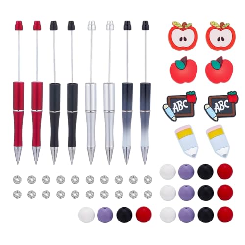 Jooehyer 8er-Set Perlenstift, Silikon-Abstandsperlen-Set, DIY-Perlenstift für Frauen, Kinder, Geschenke Fürs Büro, DIY-Schulanfangs-Schreibwaren-Set von Jooehyer