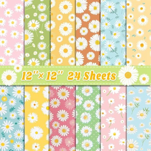 Jooehyer Dekorativ 12 '' X 12 '' Doppelseitiges Sammelalbumpapier 24 Blätter BOWS Muster Decoupage Cardstock Daisy von Jooehyer