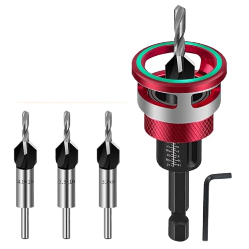 Jooehyer Für Holzbearbeitung Präzisionszähler-Spüle Bohrer Bit Set 6-Teilige Countersink-Bohrer mit Tiefenstopp für von Jooehyer