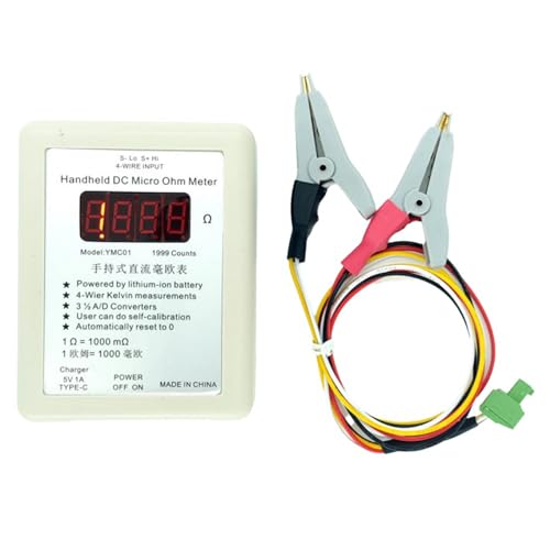 Jooehyer Niederohmmesser Kelvin-Messger?t 0,01-19,99¦¸ 20R Vierdraht-Kelvin-Messung Niederohmwiderstandsdetektion Kleine Klemme von Jooehyer