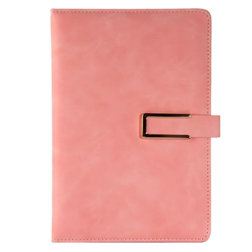 Jooehyer Retro-Notizbuch im A5-Stil, Ledereinband, Weiches Leder, U-Förmige Magnetschnalle, Business-Office-Notizbuch, Tagebuch, Notizbuch, Rosa von Jooehyer
