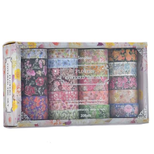 Jooehyer Schullieferungen Klebeband 20 Rollen Washi Tapes Journaling Material Dekorativ für Scrapbooking Flowers Stationery Silber Jooehyer Schullieferungen Klebeband 20 Rollen Washi Tapes Journaling Material Dekorativ für Scrapbooking Flowers Stationery Silber von Jooehyer