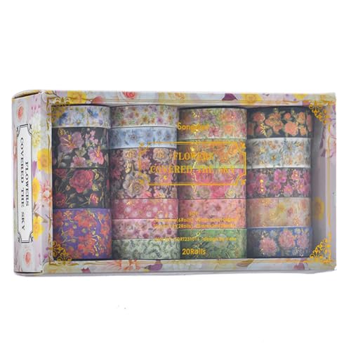 Jooehyer Scrapbooking Dekoratives Band 20 Rollen Washi Tapes Blumen Klebeband Schulversorgungen Journaling Materialien Schreibweise Gold Gold Jooehyer Scrapbooking Dekoratives Band 20 Rollen Washi Tapes Blumen Klebeband Schulversorgungen Journaling Materialien Schreibweise Gold Gold von Jooehyer