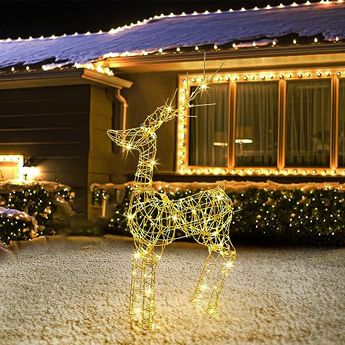 Joomer 240er LED Rentier Beleuchtet Aussen, 85cm Rentier Figuren Weihnachtsdeko Strombetrieben Timer, 8 Modi Warmweiß Metall Weihnachtsbeleuchtung für Außen und Innen Rasen Wohnzimmer Party Dekoration Joomer 240er LED Rentier Beleuchtet Aussen, 85cm Rentier Figuren Weihnachtsdeko Strombetrieben Timer, 8 Modi Warmweiß Metall Weihnachtsbeleuchtung für Außen und Innen Rasen Wohnzimmer Party Dekoration von Joomer