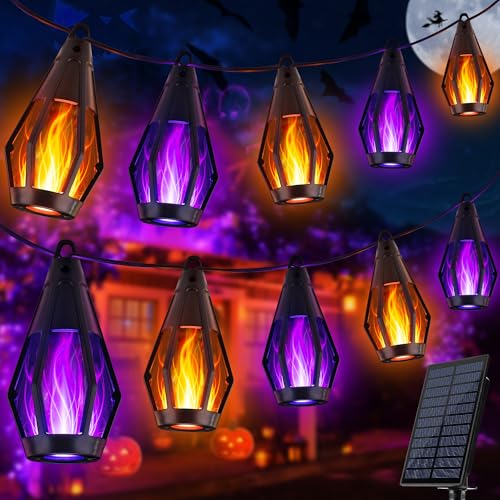 Joomer Halloween Solar Lichterkette Outdoor, 12.6M 15 Bulbs LED Orange Lila Halloween Deko mit Flammeneffekt, Wetterfest Solar Flammenlicht Außen Lichterkette für Party Garten Balkon Haus Innen Joomer Halloween Solar Lichterkette Outdoor, 12.6M 15 Bulbs LED Orange Lila Halloween Deko mit Flammeneffekt, Wetterfest Solar Flammenlicht Außen Lichterkette für Party Garten Balkon Haus Innen von Joomer