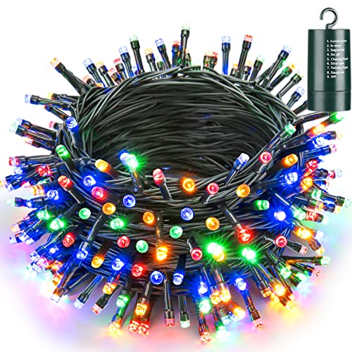 Joomer Lichterkette Außen, 20M 200 LED Weihnachten Lichterkette Batterie Timer, 8 Modi Weihnachtsbaum Lichterkette Wasserdichte Weihnachtsdeko für Balkon Zimmer Party Hochzeit Festival (Bunt) von Joomer