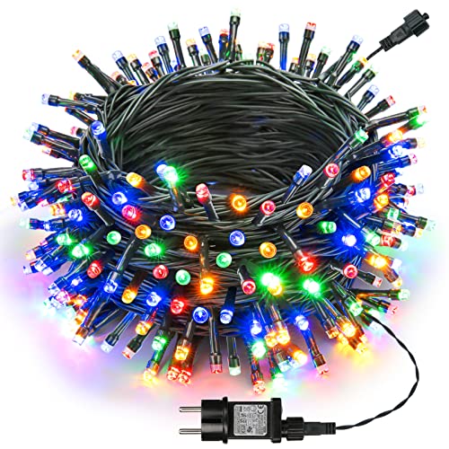 Joomer Lichterkette Außen 200 LED, 20M Bunt Weihnachtsbaum Lichterkette Strombetrieben mit Timer, 8 Modi Wasserdicht Weihnachtsbeleuchtung Deko für Outdoor Innen Weihnachten Party Garten Hochzeit von Joomer