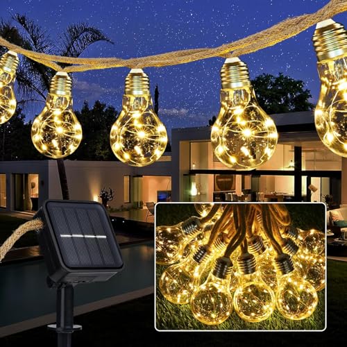 Joomer Solar Lichterkette Aussen 7.5M 16 Glühbirnen LED Solar Lichterkette Außen Wetterfest Gartenleuchte 8 Modi Vintage Warmweiß Outdoor Hanfseil Lichterkette für Party Balkon Hochzeit Pavilion Joomer Solar Lichterkette Aussen 7.5M 16 Glühbirnen LED Solar Lichterkette Außen Wetterfest Gartenleuchte 8 Modi Vintage Warmweiß Outdoor Hanfseil Lichterkette für Party Balkon Hochzeit Pavilion von Joomer