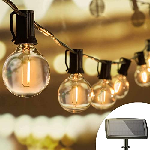 Joomer Solar Outdoor Lichterkette, 18.3M mit 25+2 PCS G40 Party Lichterkette Glühbirnen Außen, 4 Modi Wetterfeste Warmweiß Solar Lichterkette Aussen für Garten Patio Terrasse Party Hochzeiten Deko von Joomer