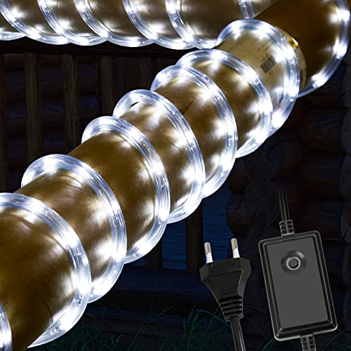 Jopassy 20m 480 LED Lichterschlauch Lichtschlauch – Innen und Außenbereich – energiesparende Leucht, Dekoration für Garten Fest Hochzeit, 8 Modi Lichterkette, Kaltweiß von Jopassy