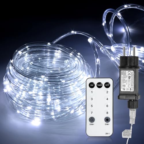 Jopassy 20m LED Lichterschlauch Außen, Lichtschlauch außen, IP44 Wasserfest LED Schlauch, mit Fernbedienung & Timer,für Außen Innen Party Hochzeit Weihnachten Dekolicht (Kaltweiß) von Jopassy